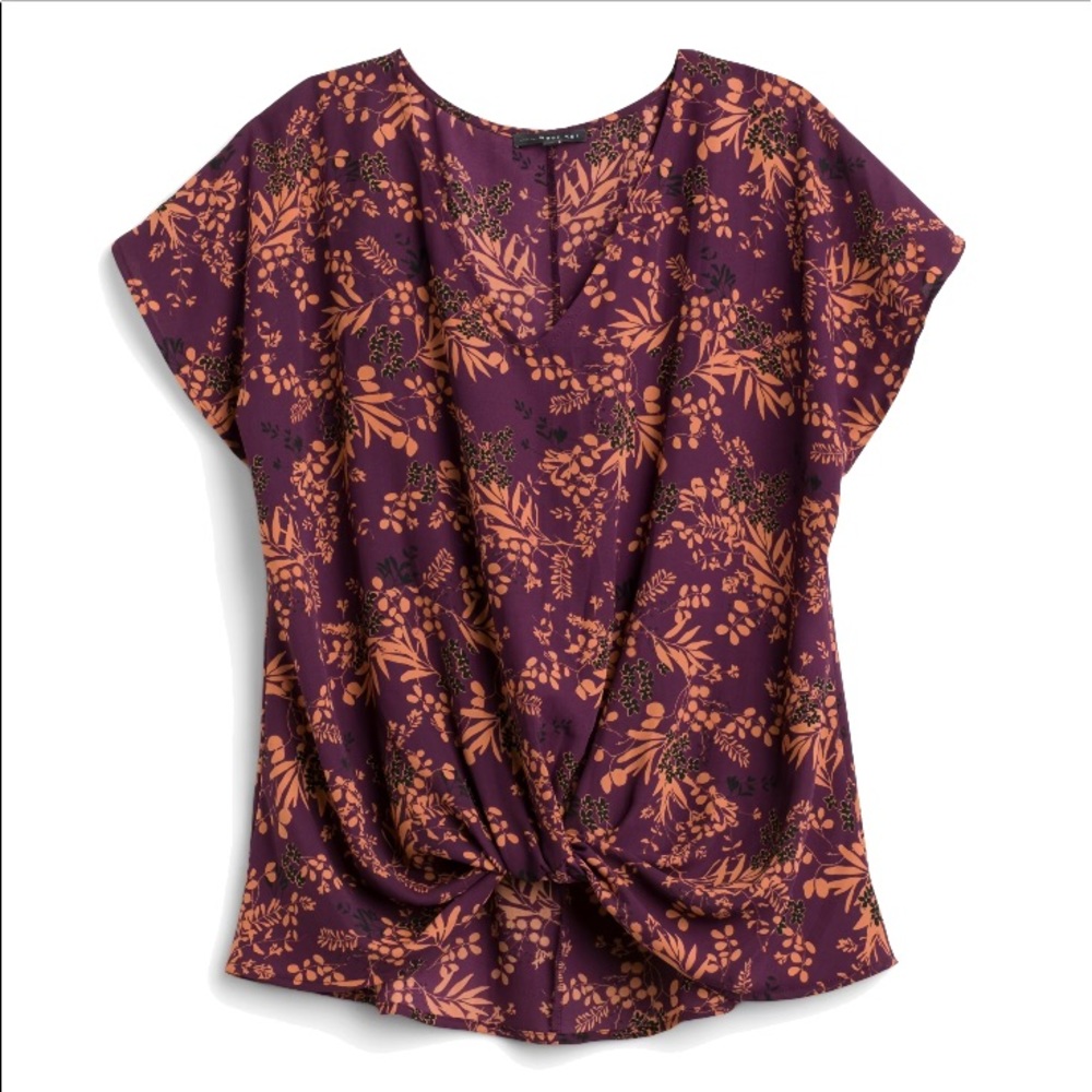 NWOT. West Kei Allura Knot Detail Short Sleeve Blouse Fall Floral